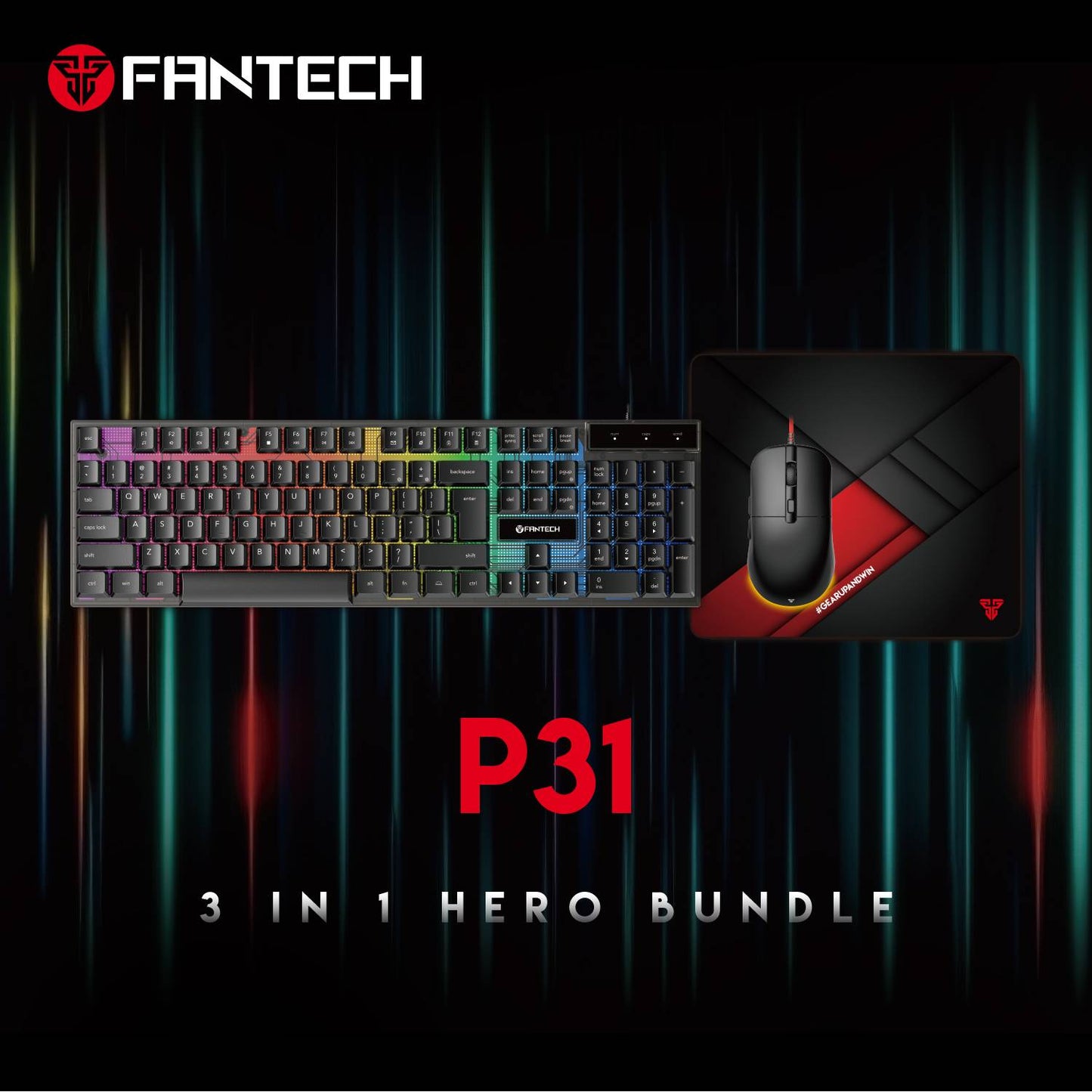 Combo Gaming Fantech (P31) Teclado + Mouse + Mouse Pad