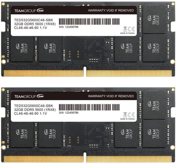 RAM Laptop TeamGroup Elite SODIMM DDR5 64 GB (2 x 32 GB) 5600 Mhz (PC5-44800)