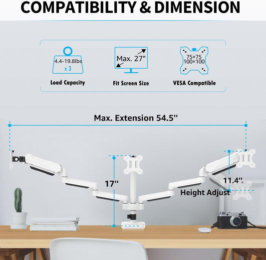 Base Monitor MOUNTUP Triple Monitor Up to 27 inch