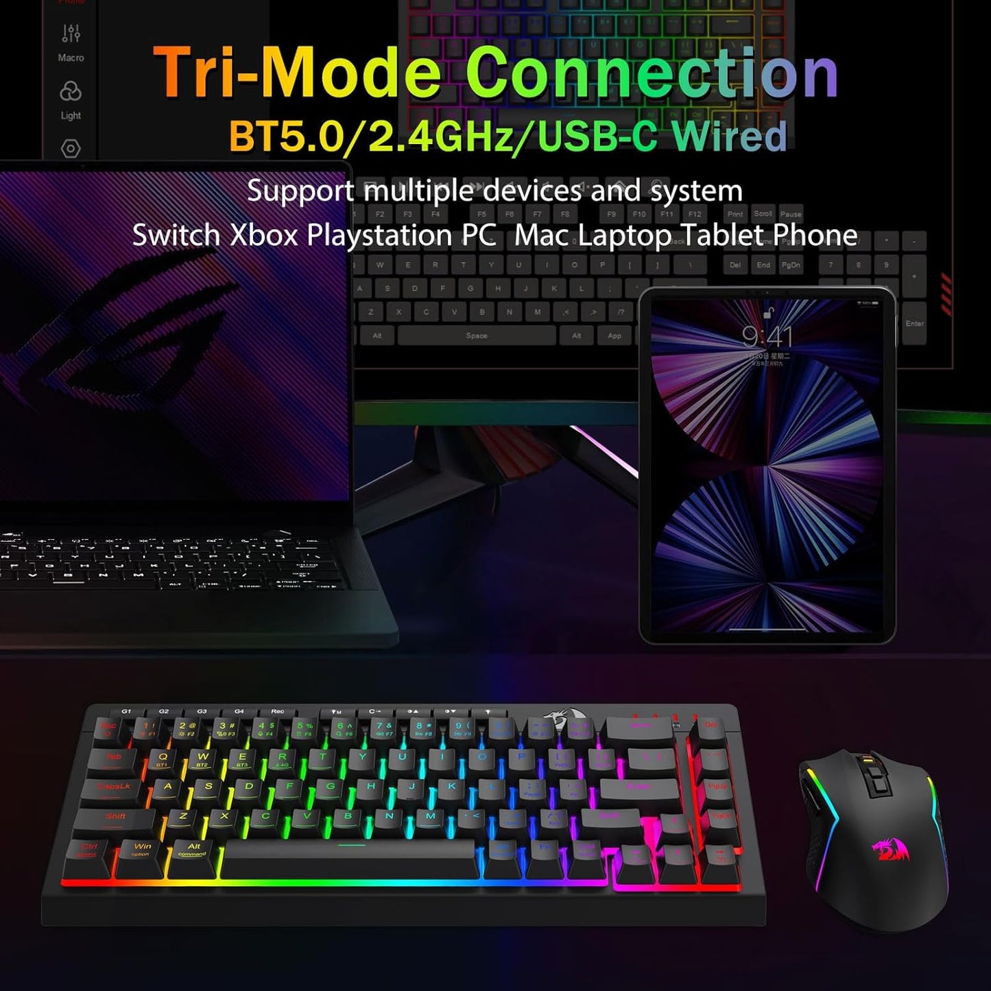 Teclado Redragon Crescent Pro 68 Wireless K519RGB-Pro