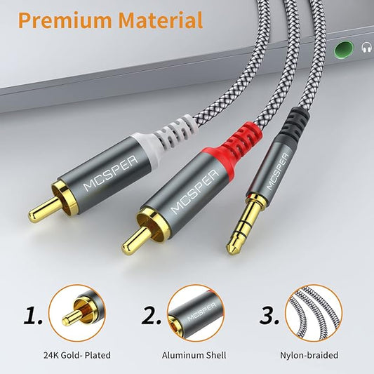 Adapatador MCSPER RCA a AUX de 0.138 in (6.6 pies)
