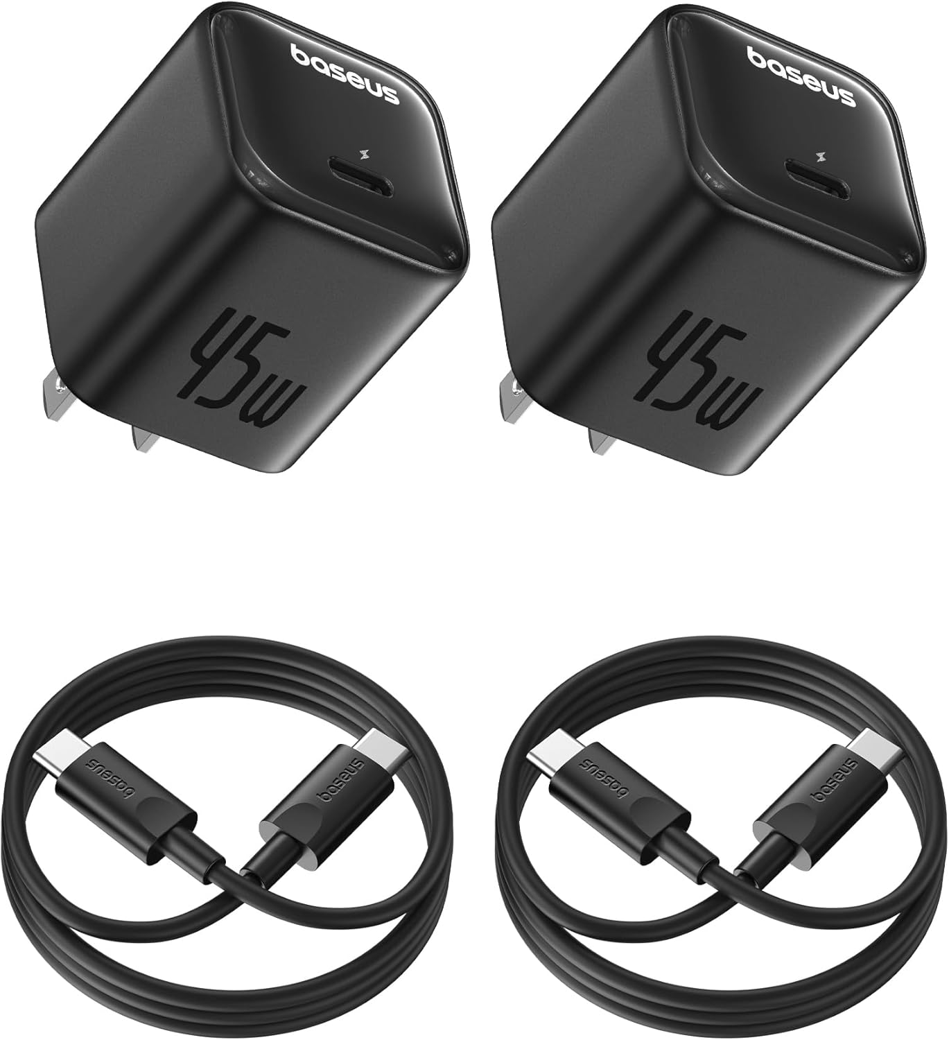 Cargador Baseus USB C de 45 W, paquete de 2 cargadores