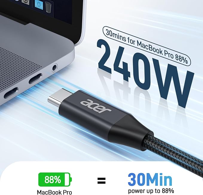 Cable Acer 240W USB C to USB C (2 pack)