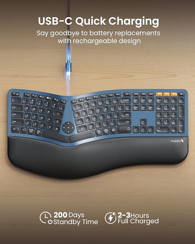 Teclado ProtoArc EK01 Plus Full Size Ergo Backlit