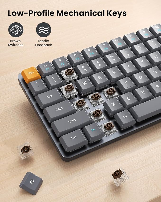 Teclado ProtoArc MECH KM200 2.4G Wireless Rechargeable Brown Switches