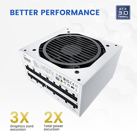Power Supply Vetroo 1000W White ATX 3.0 80 Plus Gold Full Modular