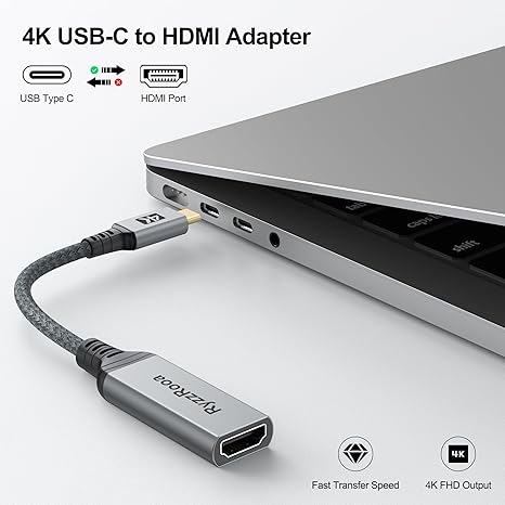 Adaptado Ryzz Rooa 4K USB Type-C to HDMI Adapter (Thunderbolt 3/4 Compatible)