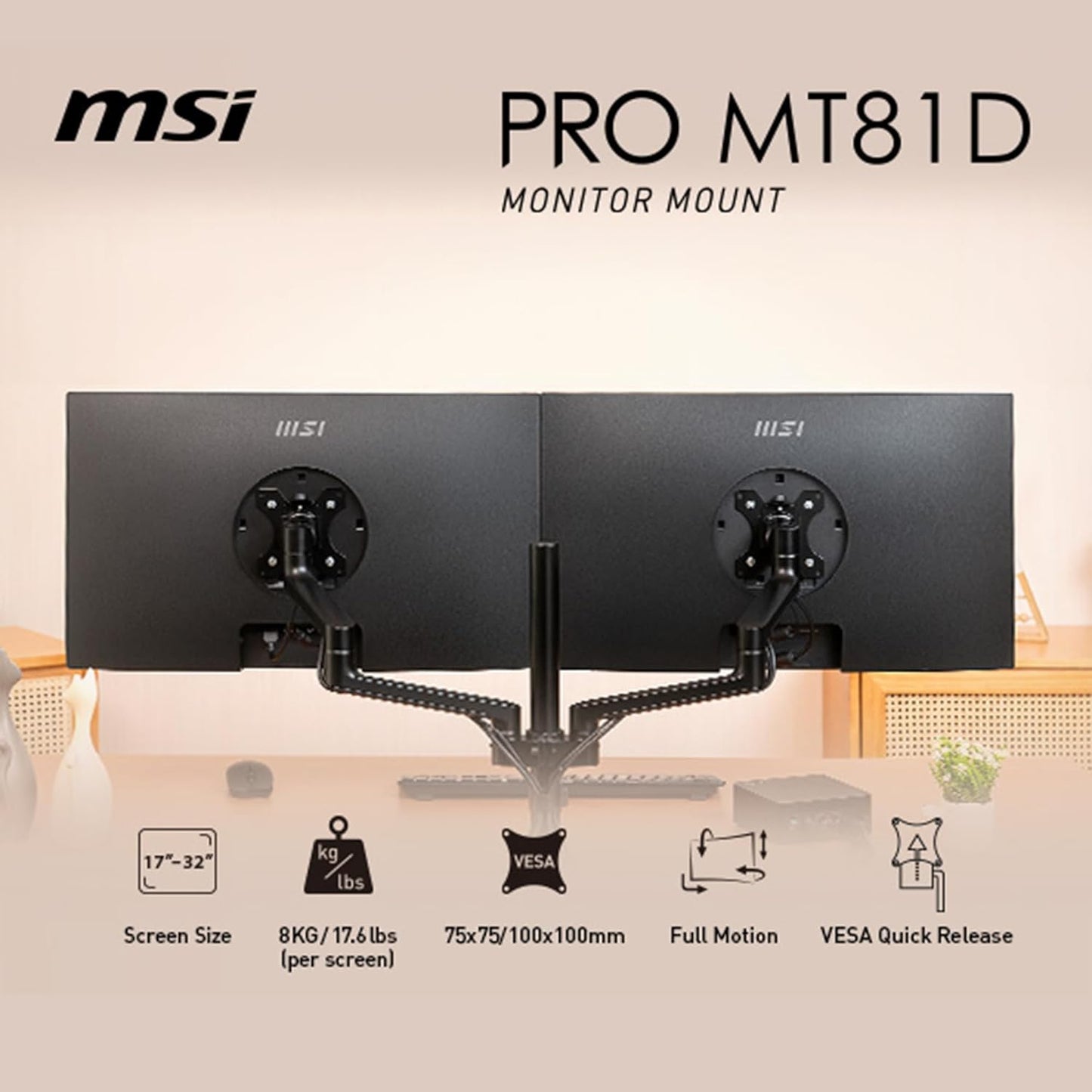 Base Monitor MSI PRO MT81D Premium Aluminum Dual Monitor