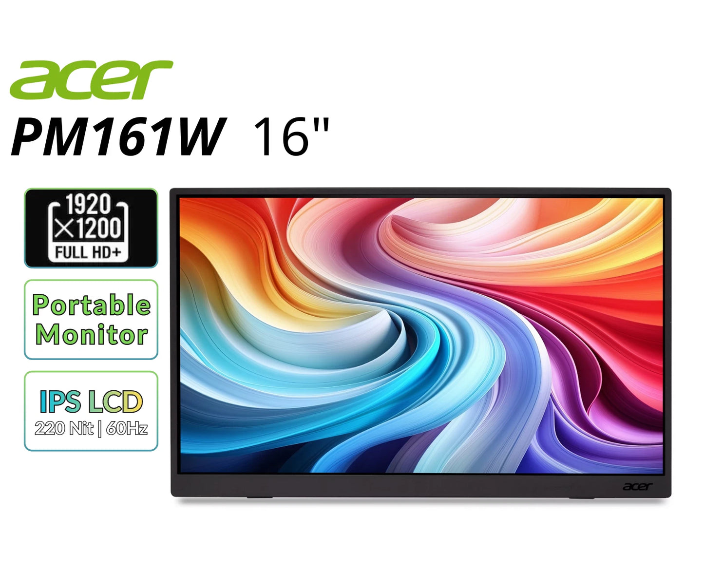 Monitor Portatil Acer PM161W bmiuux IPS LCD 1920x1200 60Hz