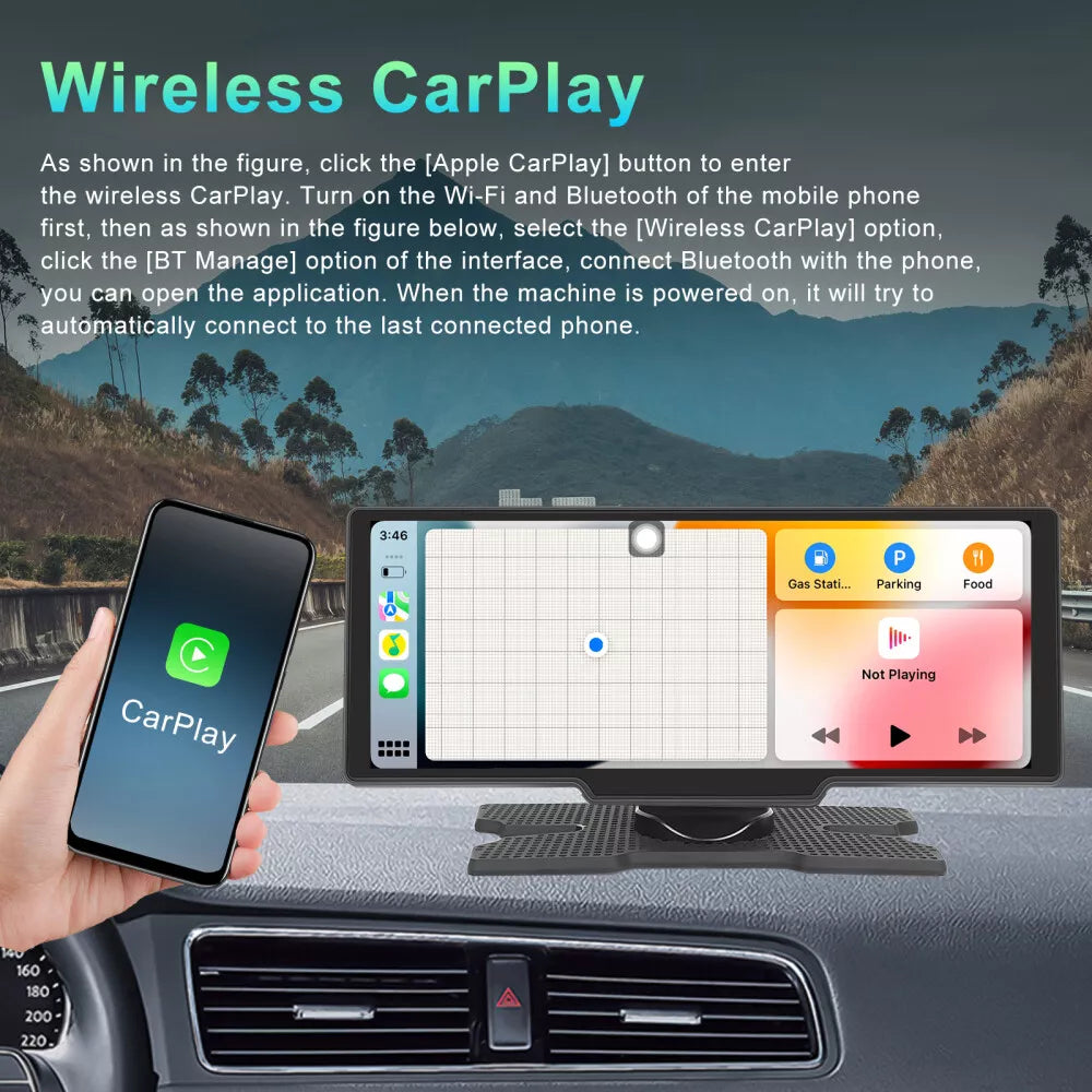 Pantalla Portatil 10.26-Inch Smart Screen Wireless Apple CarPlay Android Auto
