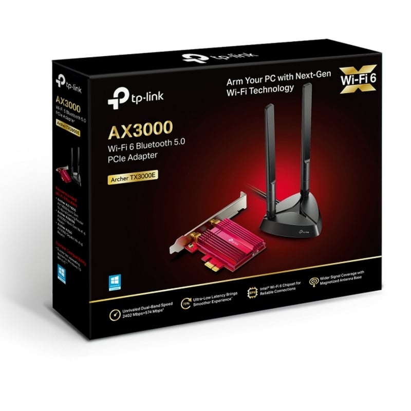 RED TP-Link Archer TX3000E WiFi 6 AX3000 PCIe WiFi Card, Bluetooth 5.2