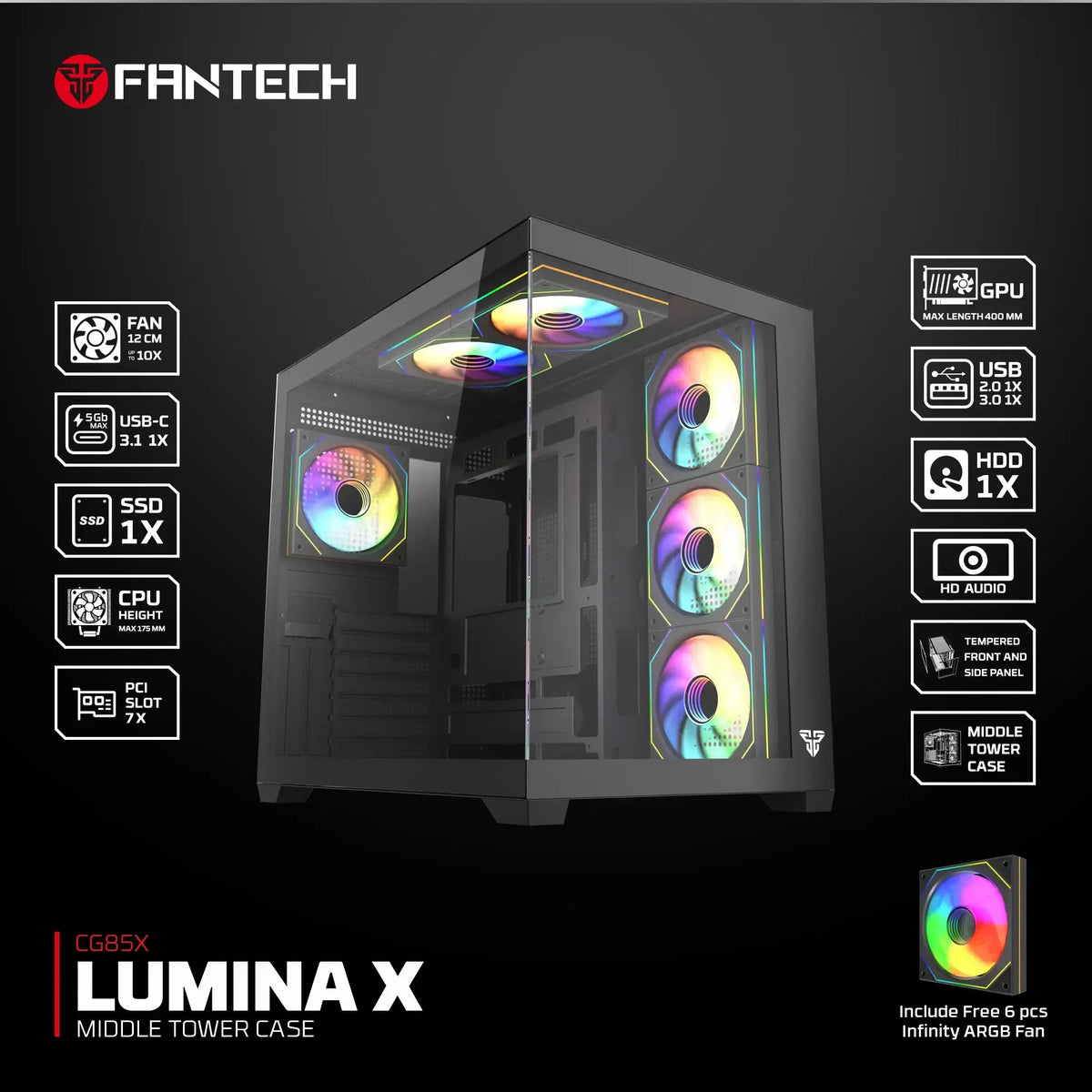 Case Fantech CG85X Lumina X