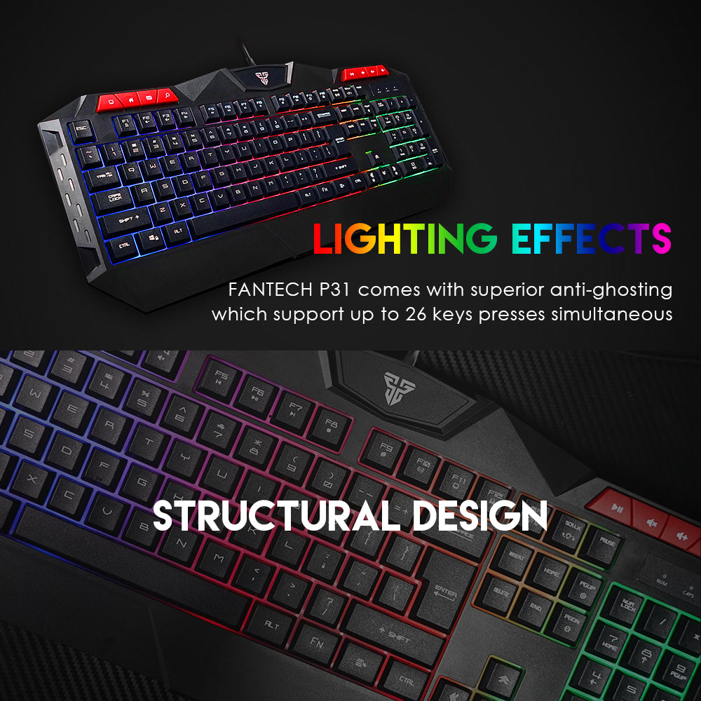 Combo Gaming Fantech (P31) Teclado + Mouse + Mouse Pad