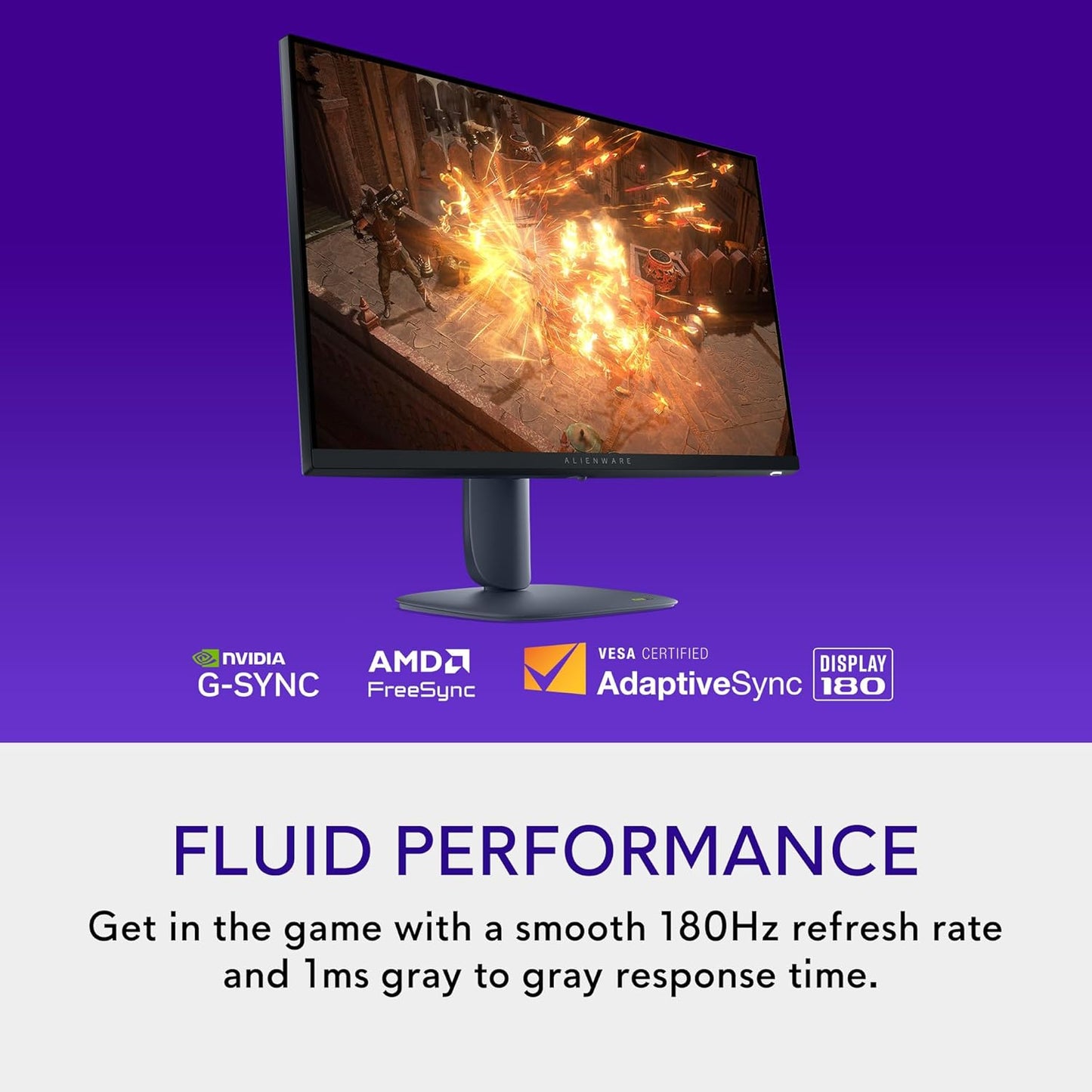 Monitor Alienware 27 AW2725DM, WQHD Fast IPS, 180Hz, G-SYNC