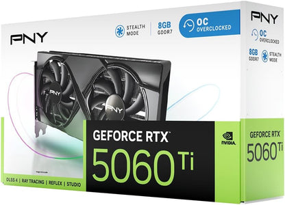 GPU PNY RTX™ 5060 Ti de 8 GB con doble ventilador overclocked