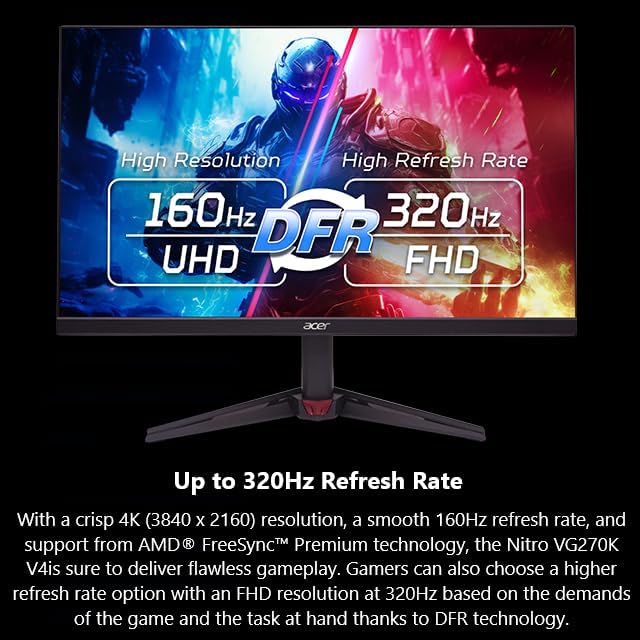 Monitor Acer Nitro VG270K V4bmiipx 27” 4K UHD 160Hz / FHD 320Hz
