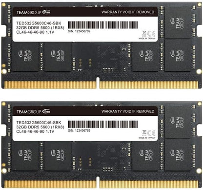 RAM Laptop TeamGroup Elite SODIMM DDR5 64 GB (2 x 32 GB) 5600 Mhz (PC5-44800)