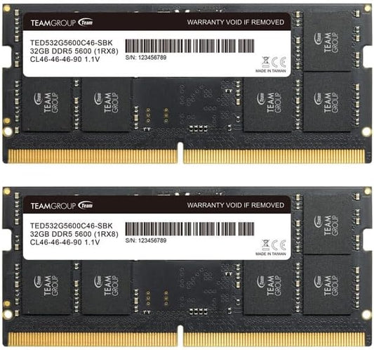 RAM Laptop TeamGroup Elite SODIMM DDR5 64 GB (2 x 32 GB) 5600 Mhz (PC5-44800)
