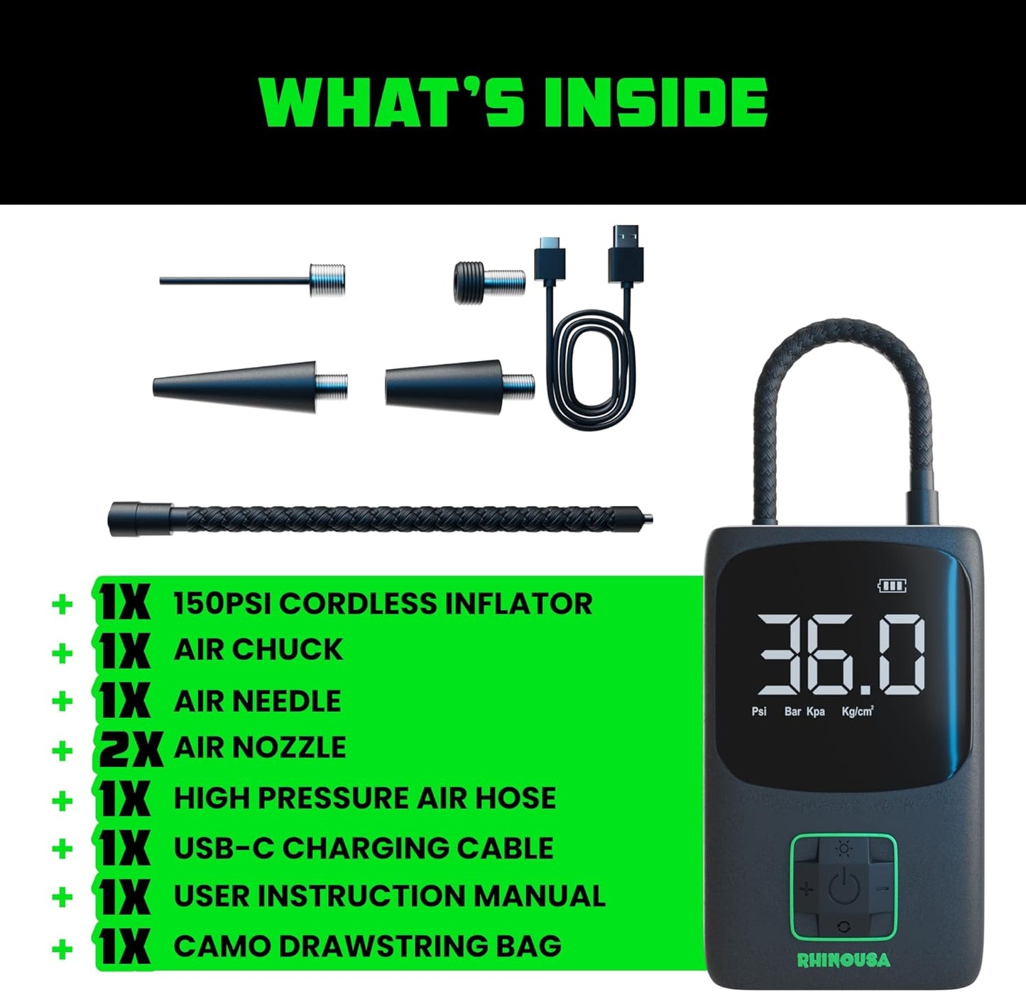 Colmado Overland Accesorio  Rhino USA Inflador de neumáticos portatil