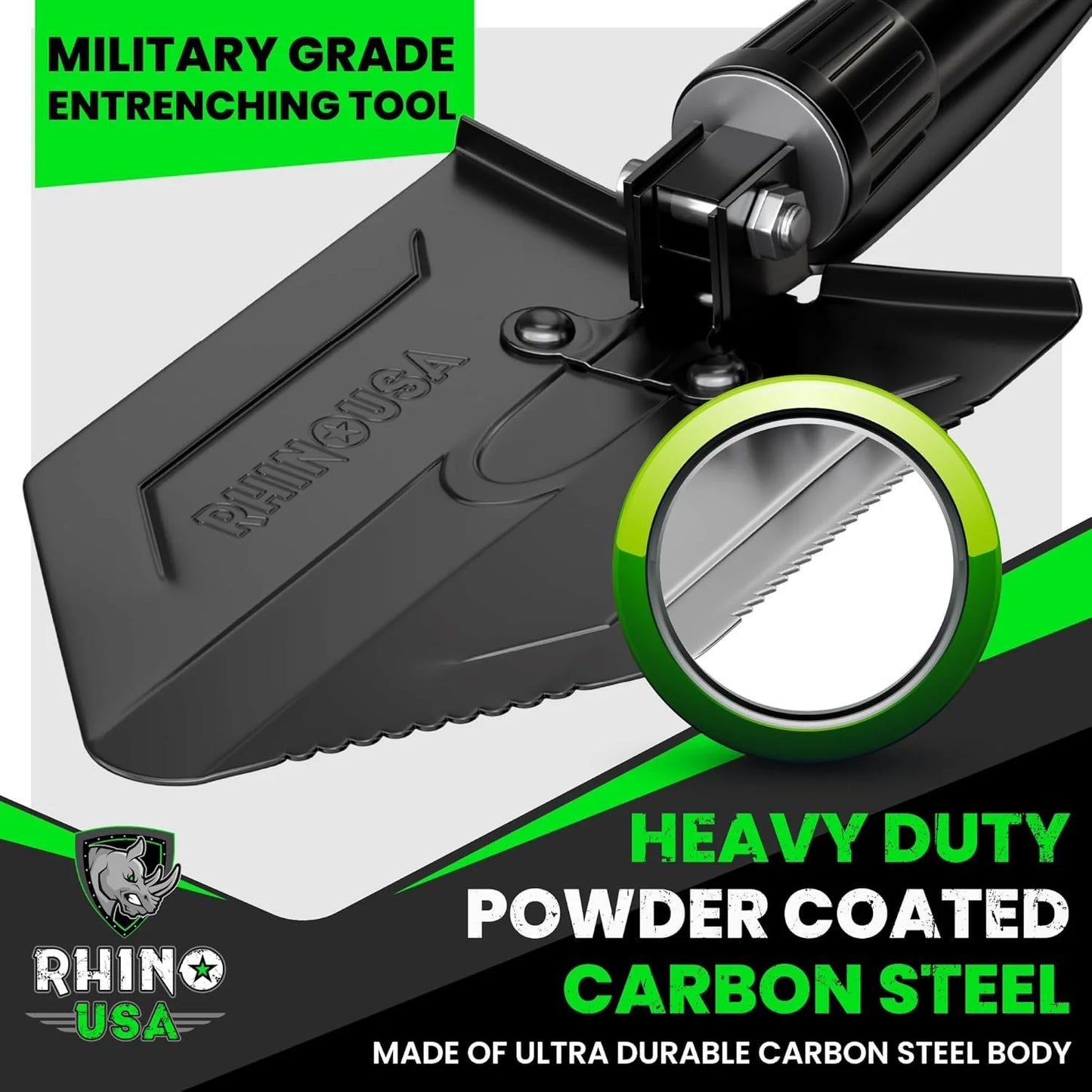 Colmado Overland Camping Rhino USA Pala de supervivencia plegable con púa