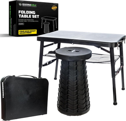 Colmado Overland Camping Rhino USA Juego de mesa de portátil y taburete